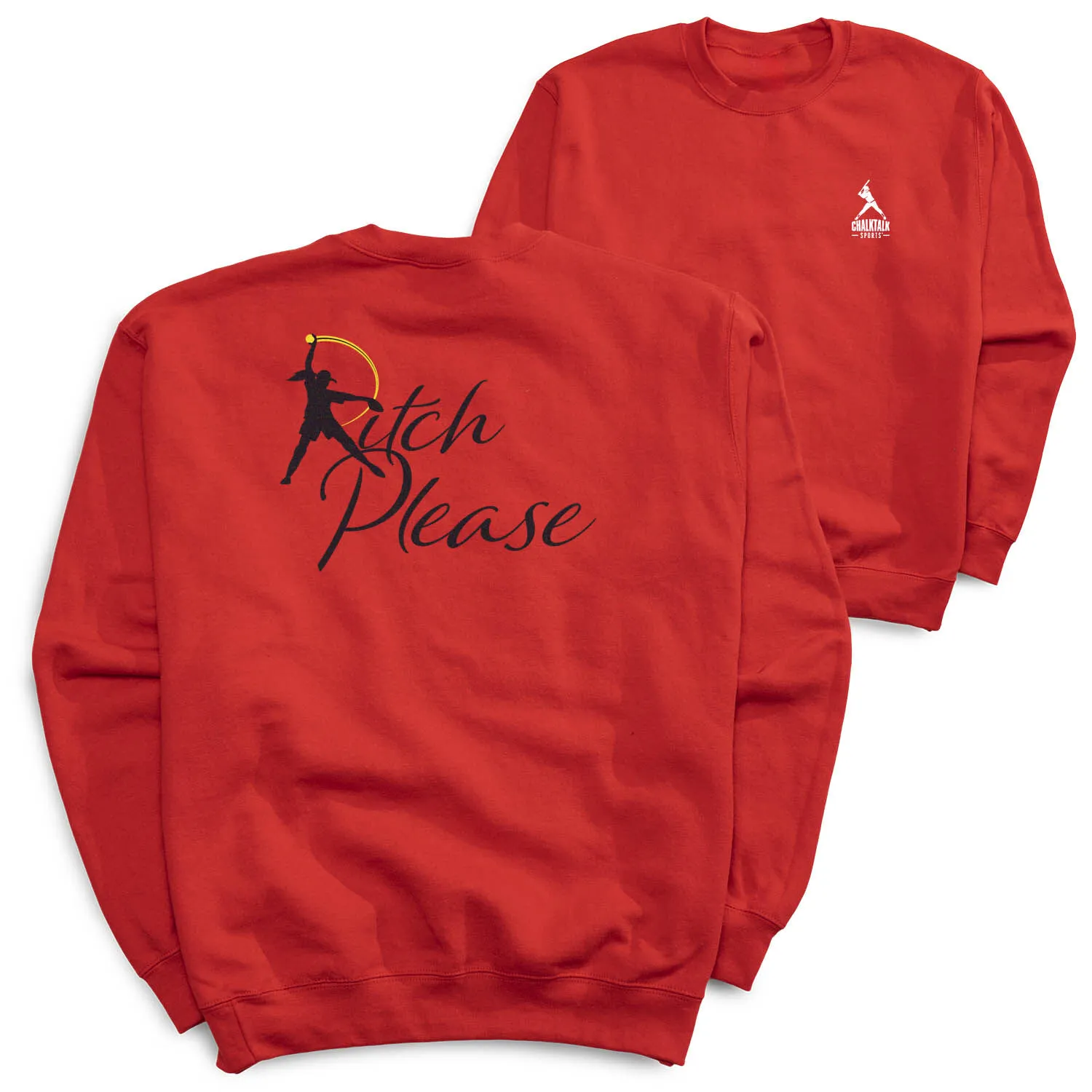 Softball Crewneck Sweatshirt - Pitch Please (Back Design) 